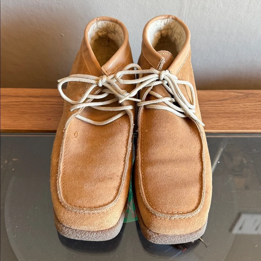 Vintage 70s Desert Chukka Suede Sherpa Lines Boots - Picture 2 of 10